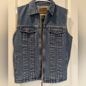 LRL Ralph Lauren Denim Vest Medium Vintage 90s Zip Front Jean Vest Western